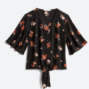 NWT Lush Stitch Fix Krisantha Black Floral Tie Front Blouse Large